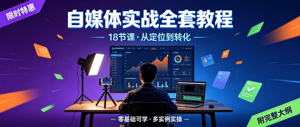 图片[1]-最新整理！自媒体实战全套教程：18节课从商业定位到直播转化（零基础可学）-资源学习社