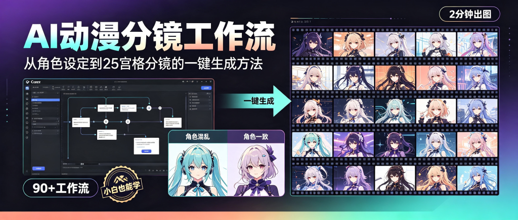 图片[1]-通过Coze工作流，制作《动漫分镜图》，两分钟制作完成25宫格分镜图，从0到1演示搭建过程，实操教学-资源学习社