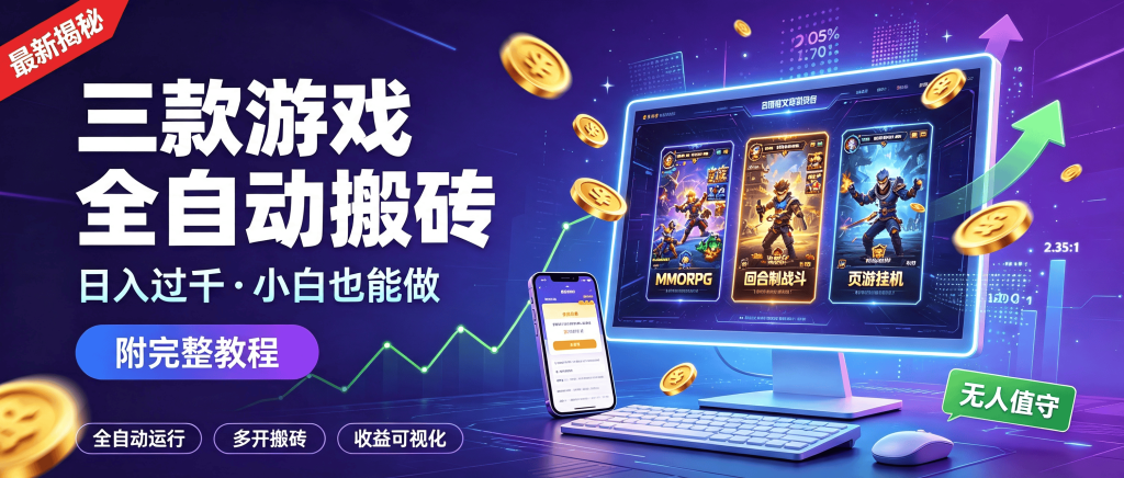图片[1]-最新揭秘！三款游戏全自动搬砖项目，日入过千·小白也能做（附完整教程）-资源学习社