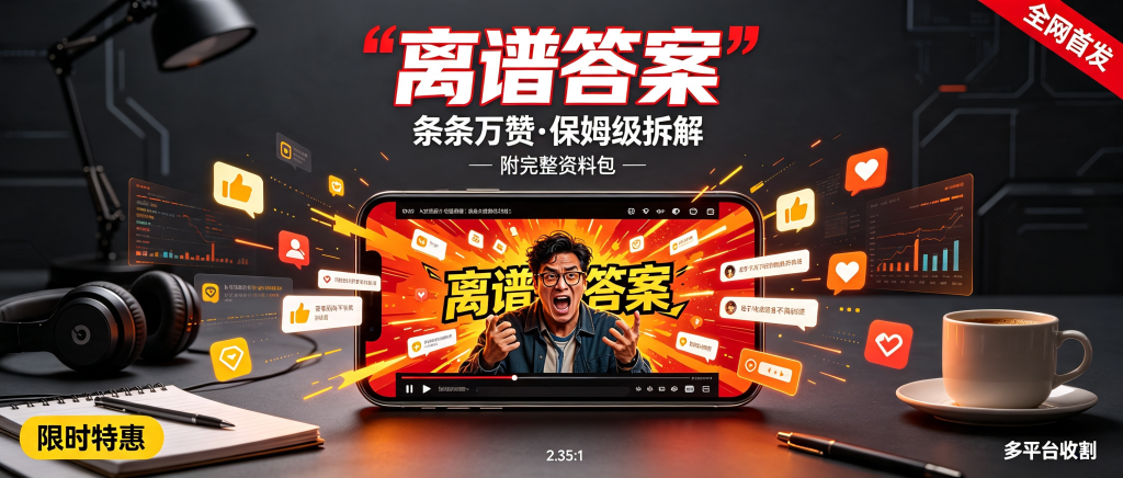 图片[1]-短视频【离谱答案】保姆级深度拆解：制作简单条条万赞，可多平台收割（附完整资料包）-资源学习社
