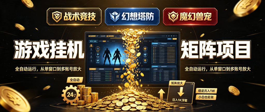 图片[1]-三款游戏全自动搬砖：某SGO+某恒之塔2+某兽日入1K，矩阵放大月入过万（附实操教程）-资源学习社