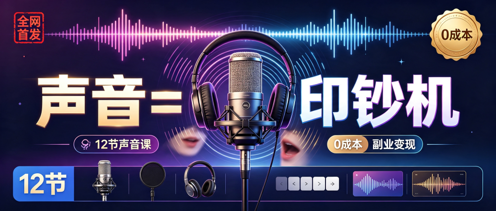 图片[1]-声音赚钱课程下载｜靠声音副业变现12节教程0成本学-资源学习社