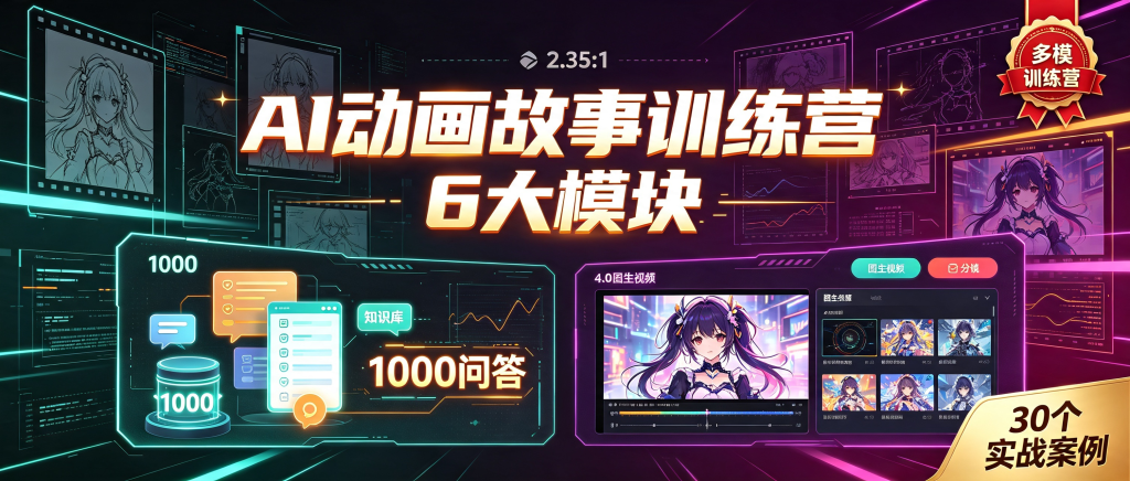 图片[1]-AI动画故事多模训练营：从小白到爆款动画师全流程实战（附1000问答+225开头公式+30个实战案例）-资源学习社