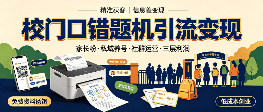 图片[1]-错题机地推项目：3个月净赚15万，0门槛学校门口精准引流家长粉（附完整实操教程）-资源学习社