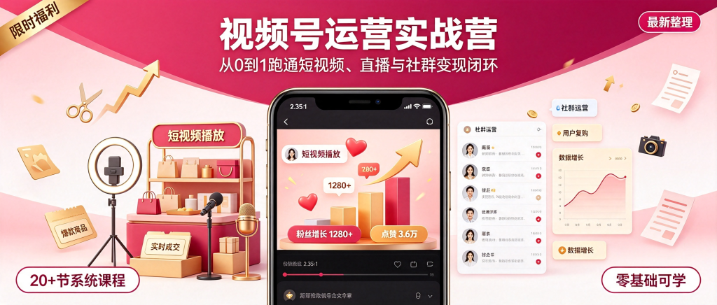 图片[1]-某萌萌姐某视频号实战训练营全套教程：20+节从涨粉到变现（零基础可学）-资源学习社
