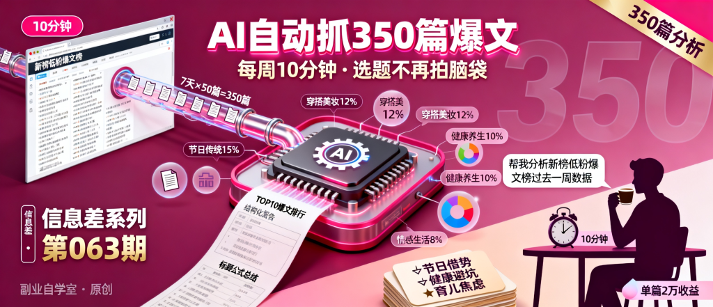 图片[1]-信息差-063-每周10分钟用AI自动抓取350篇爆文分析选题-资源学习社