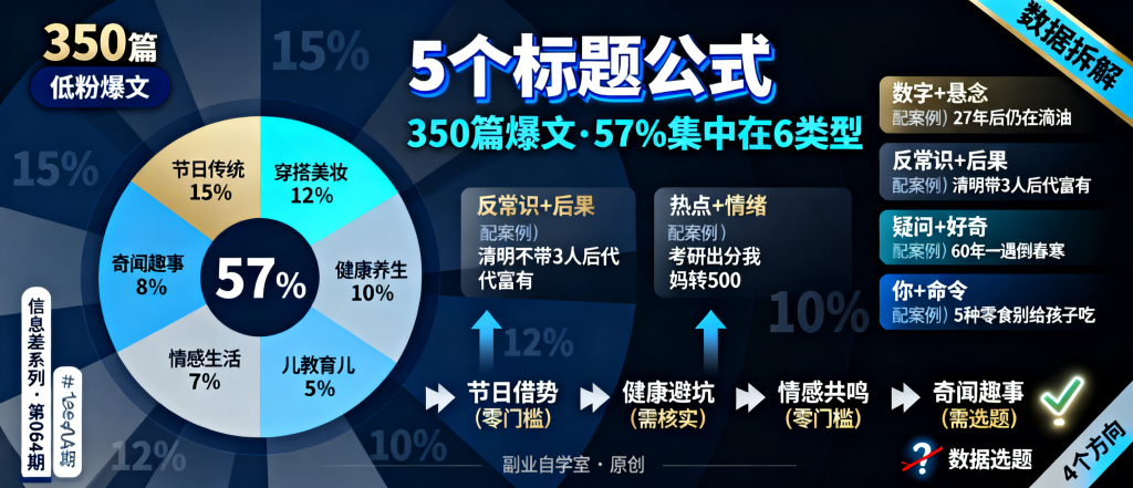图片[1]-信息差-064-350篇低粉爆文5个标题公式和4个普通人方向-资源学习社