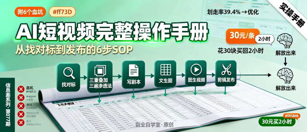 图片[1]-信息差-077-AI短视频从0到1完整操作手册从找对标到发布的每一步-资源学习社