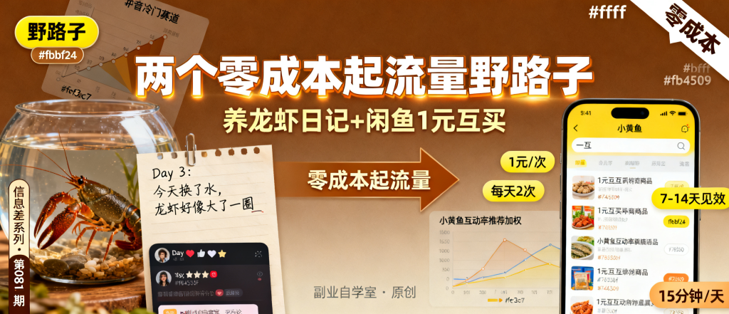 图片[1]-信息差-081-两个快速起流量野路子养龙虾日记闲鱼互买操作详解-资源学习社