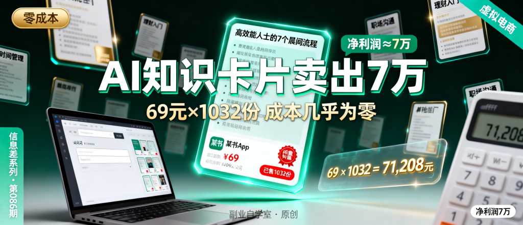 图片[1]-信息差-086-AI知识卡片卖69元卖了1032份虚拟电商新玩法-资源学习社
