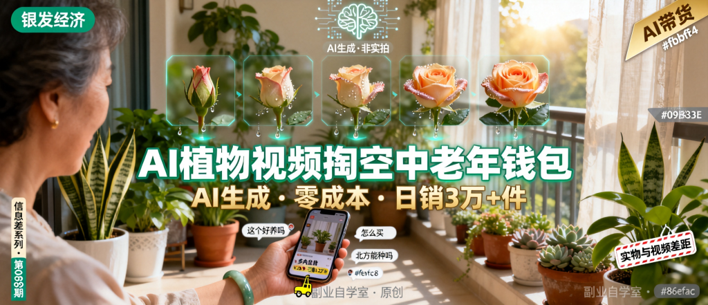 图片[1]-信息差-099-用AI生成植物视频做带货中老年阿姨们刷到就停不下来评论区全是问怎么买-资源学习社