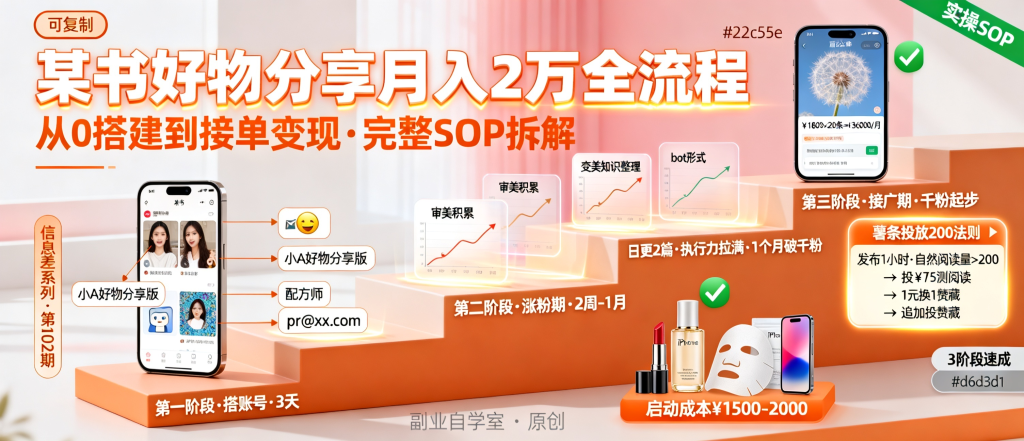 图片[1]-信息差-102-从0到月入2万小红书好物分享接单全流程拆解上篇说的实操来了-资源学习社