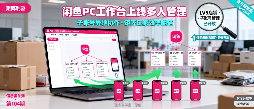 图片[1]-信息差-104-闲鱼PC端小铺工作台上线了支持多人异地登录管理终于不用挤一个手机了-资源学习社