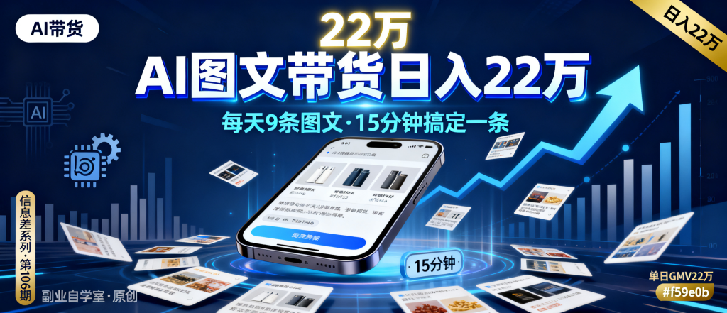 图片[1]-信息差-106-抖音AI图文带货有人做到单日GMV22万了每天发9条图文比你拍视频还赚钱-资源学习社