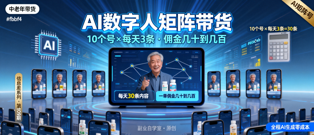 图片[1]-信息差-109-抖音上有人用AI数字人做中老年带货一单佣金几十到几百视频全是AI跑的矩阵号在批量干-资源学习社