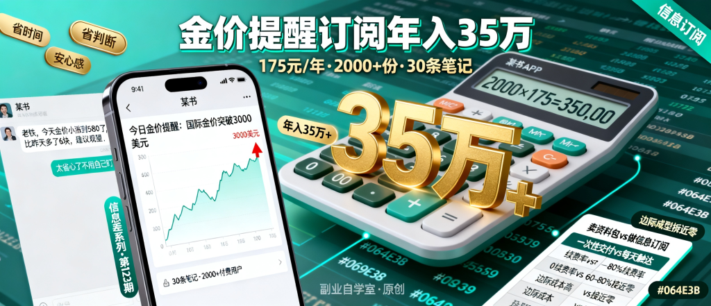 图片[1]-信息差-123-小红书金价提醒订阅年入35万信息服务型虚拟产品拆解-资源学习社