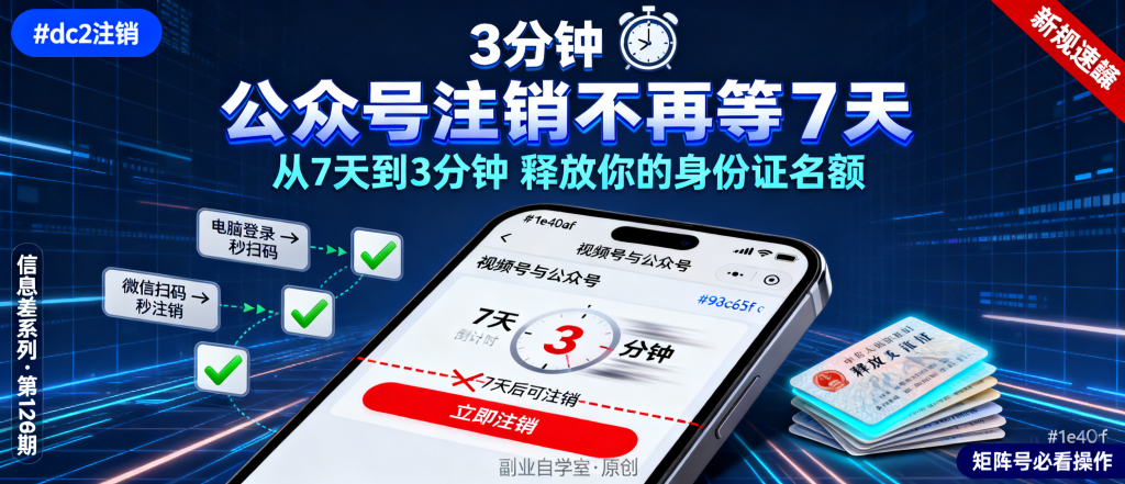 图片[1]-信息差-126-公众号注销不用等7天了昨天新规三步秒注销释放身份证名额-资源学习社