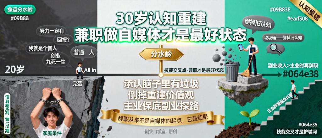 图片[1]-信息差-135-30岁命运分水岭认知重建加自媒体兼职做才是最好状态-资源学习社