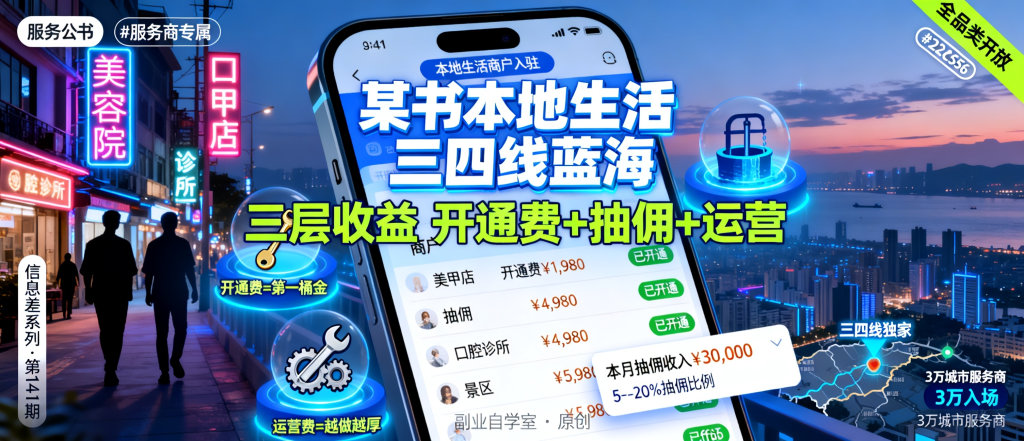 图片[1]-信息差-141-小红书全面启动本地生活商户入驻三四线下沉市场服务商收益拆解-资源学习社