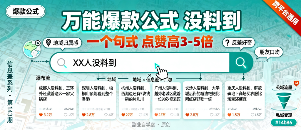 图片[1]-信息差-143-省市加没料到关键词固定句式爆款公式内容拆解可复制到所有赛道-资源学习社