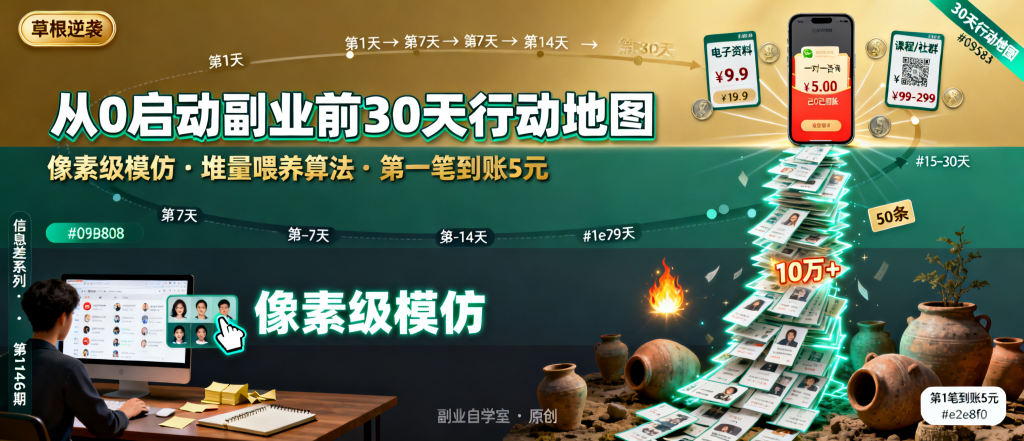 图片[1]-信息差-146-从0启动副业前30天最重要的三件事像素级模仿堆量收钱-资源学习社