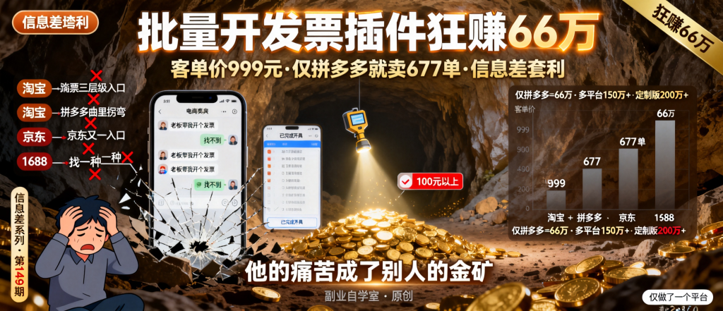图片[1]-信息差-149-批量开发票插件狂赚66万一个拼多多就卖了677单信息差套利新案例-资源学习社