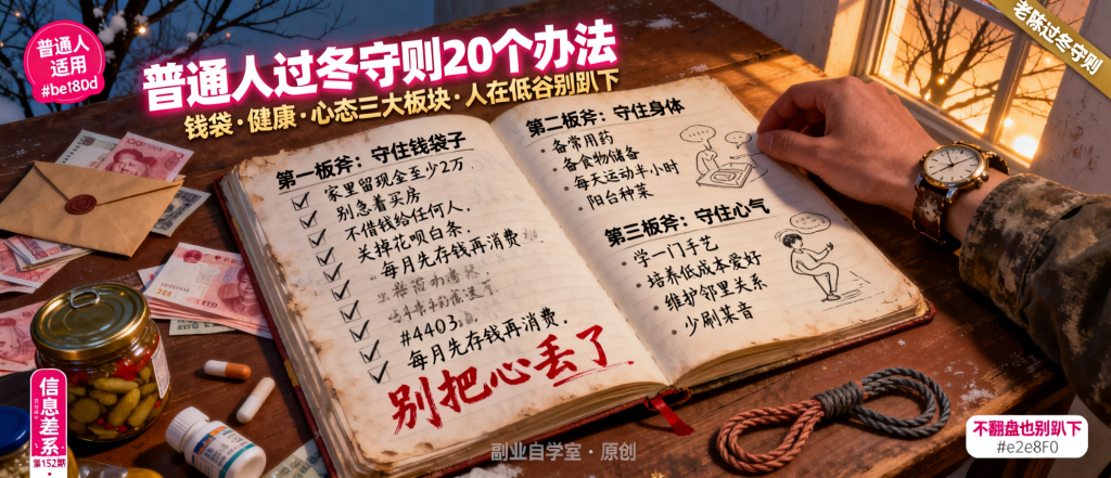 图片[1]-信息差-152-经济形势不好普通人试试这20个办法老陈过冬守则钱袋健康心态三大板块-资源学习社