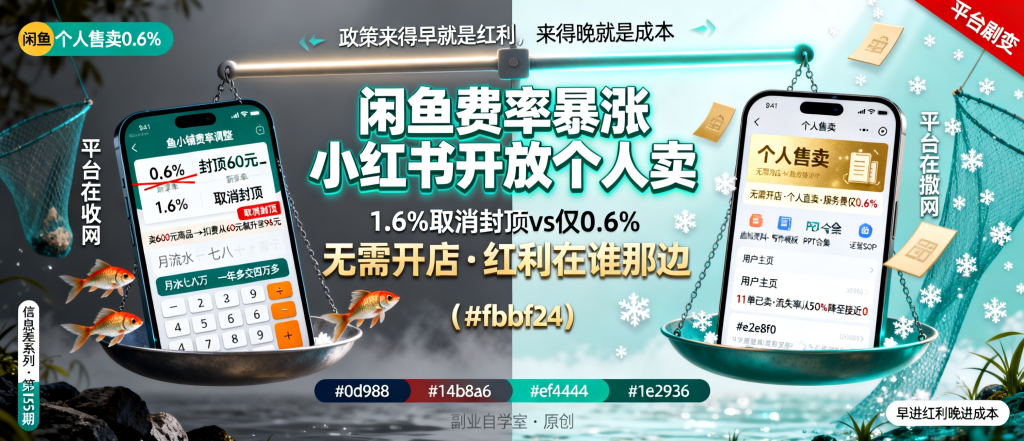图片[1]-信息差-153-闲鱼鱼小铺费率暴涨至1点6取消封顶小红书开放个人售卖无需开店卖虚拟资料只收0点6-资源学习社