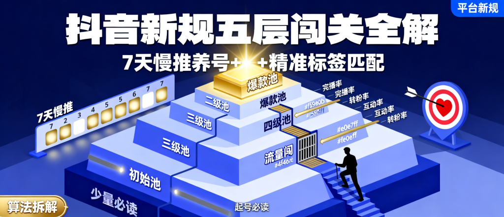 图片[1]-信息差-170-抖音2026年5月新规全面拆解7天慢推养号精准标签匹配分级流量池五层闯关-资源学习社