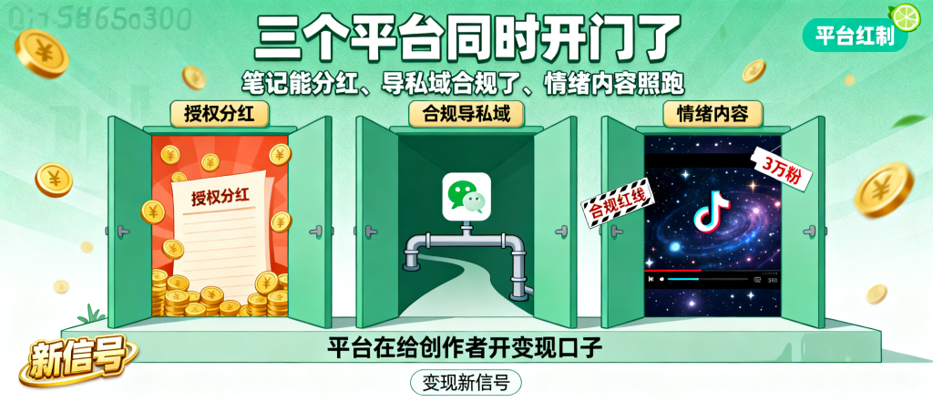 图片[1]-信息差-171-小红书授权分红模式加视频号合规导私域加抖音AI玄学号7篇3万粉三个平台变现新信号-资源学习社