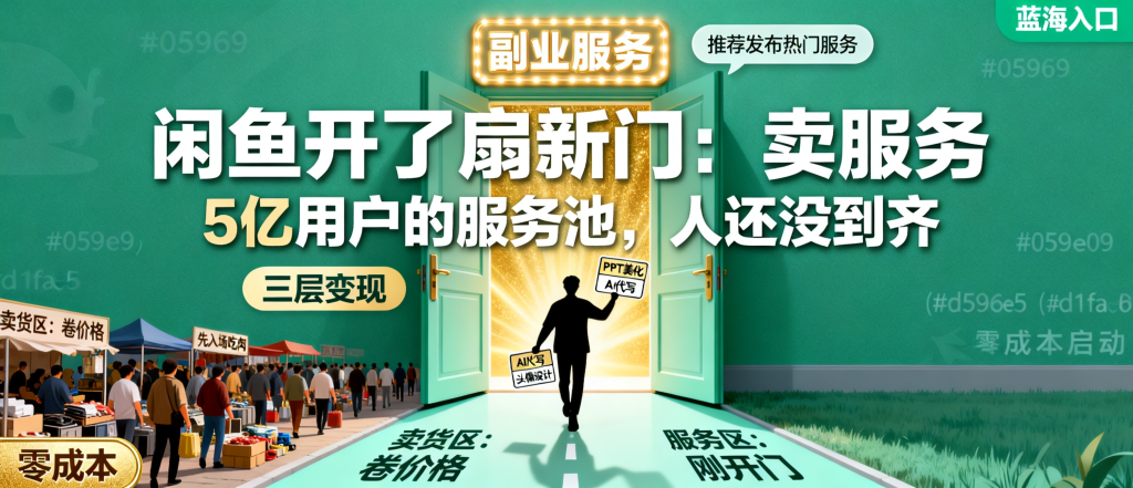 图片[1]-信息差-177-闲鱼开放副业服务发布从卖货到卖服务三层变现路径加跨平台联动闭环-资源学习社