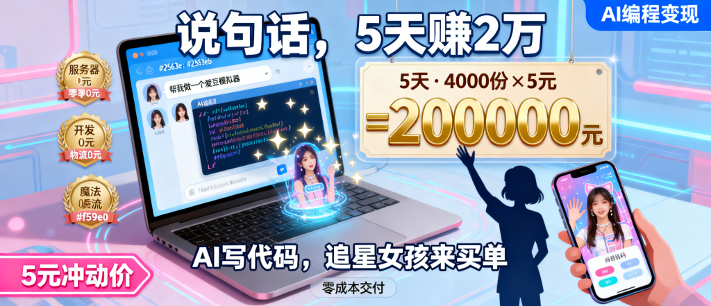 图片[1]-信息差-179-AI编程5天变现2万元明星爱豆模拟器卖出4000份每份5块钱Codex开发链接交付零成本-资源学习社